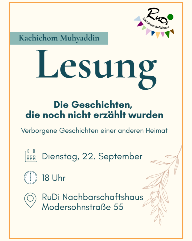 Kachichom Muhyaddin „Die Geschichten die noch nicht erzählt wurden“ In diesem Buch sammelt der Autor Erinnerungen und Spuren seines Volkes in Kurdistan, dessen Geschichte oft im Verborgenen geblieben ist. Wann: 22. September, 18 Uhr
