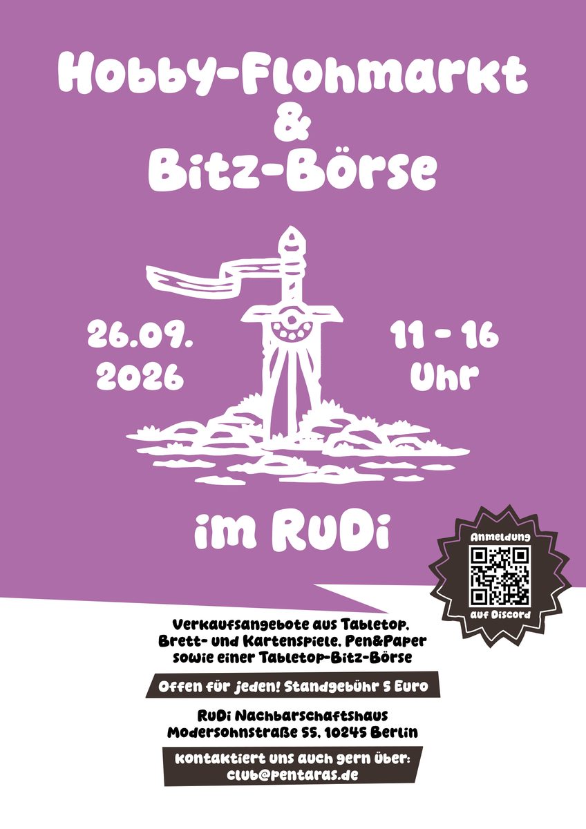 26.09., 10-16Uhr Spieleflohmarkt und Tabletop-Bitz-Börse
